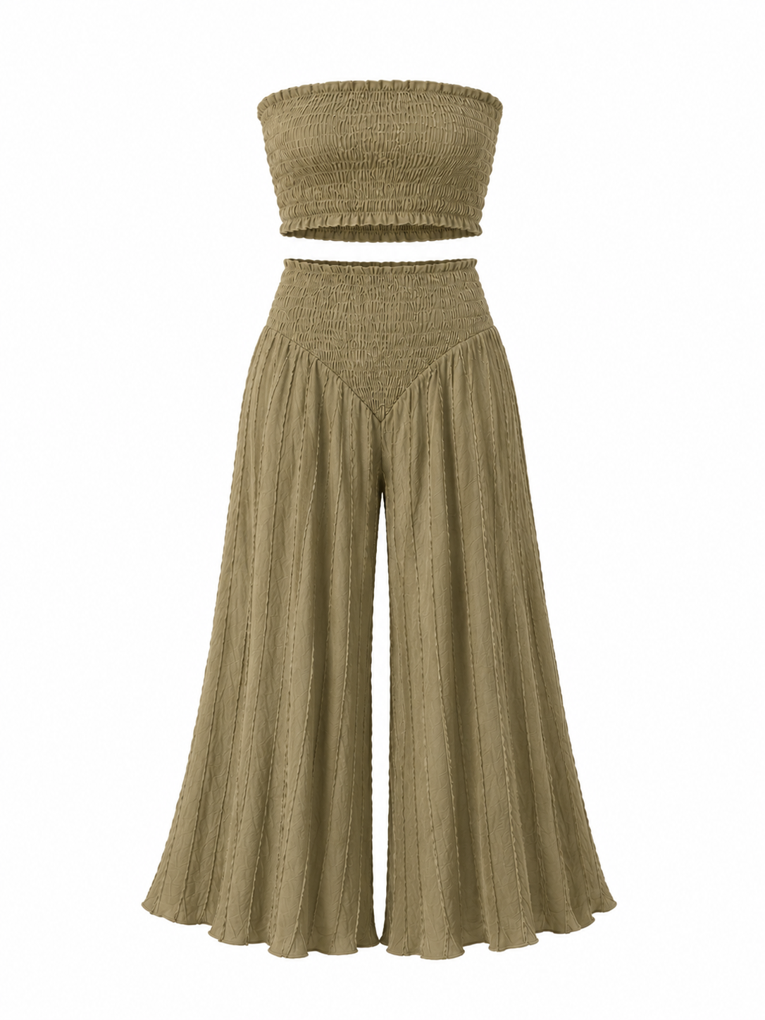 Light Cotton Set - Bandeau Top and White Long Trousers
