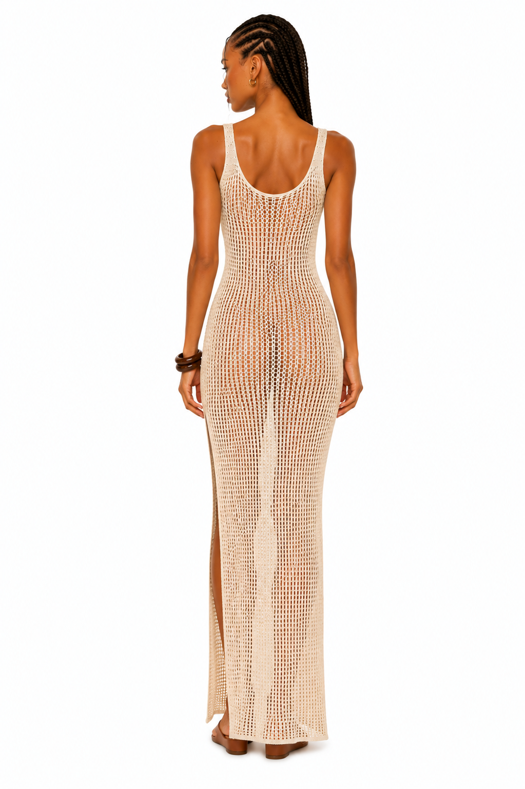 Aura Crochet Midi Dress - Cream