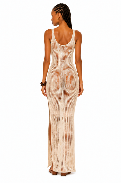 Aura Crochet Midi Dress - Cream