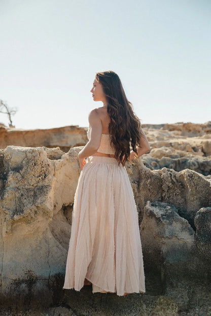 Conjunto de Algodón Luz - Top Palabra de Honor y Pantalón Largo Rosa