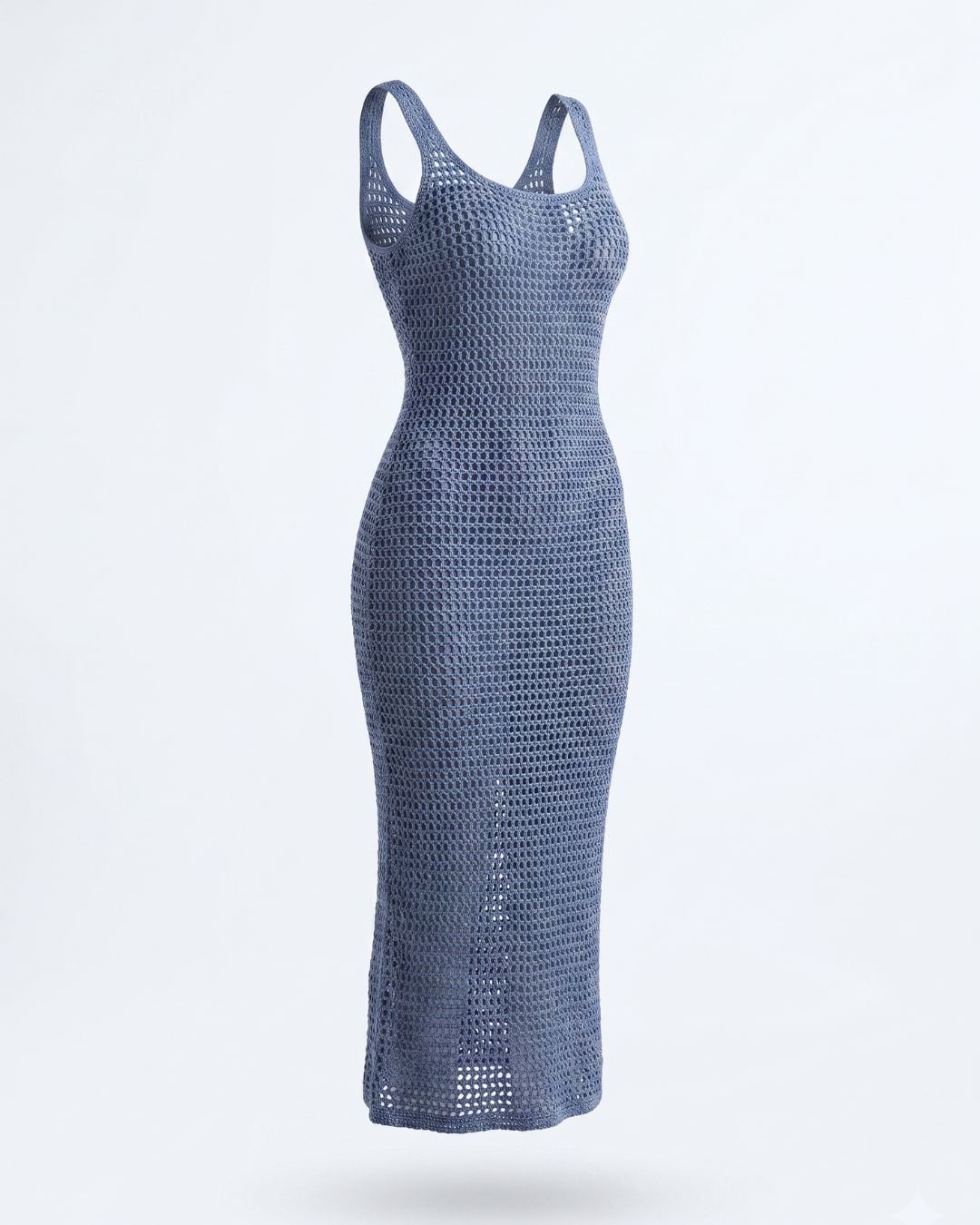 Vestido Midi de Crochet Aura - Azul Lavanda