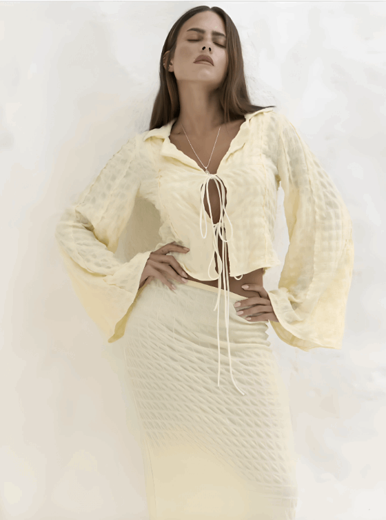Falda Maxi Larga Hailey - Textura Acanalada Boho