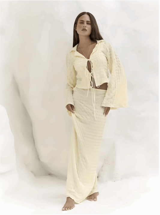 Falda Maxi Larga Hailey - Textura Acanalada Boho