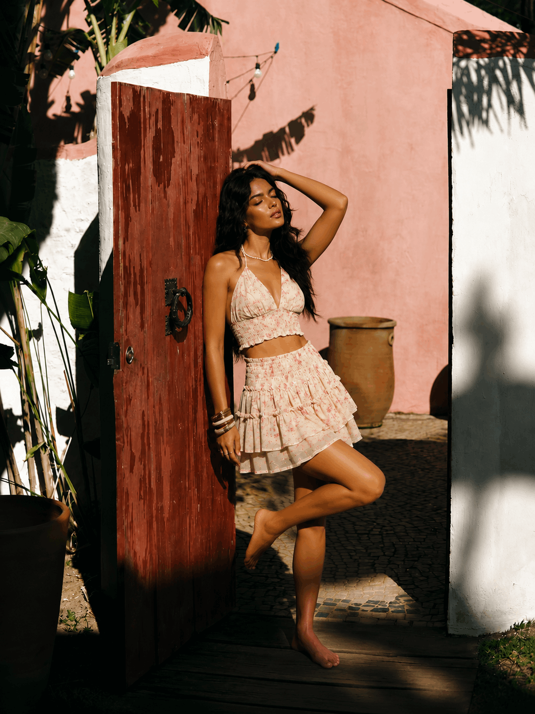 Conjunto Campestre Talea - Top Halter y Falda de Algodón