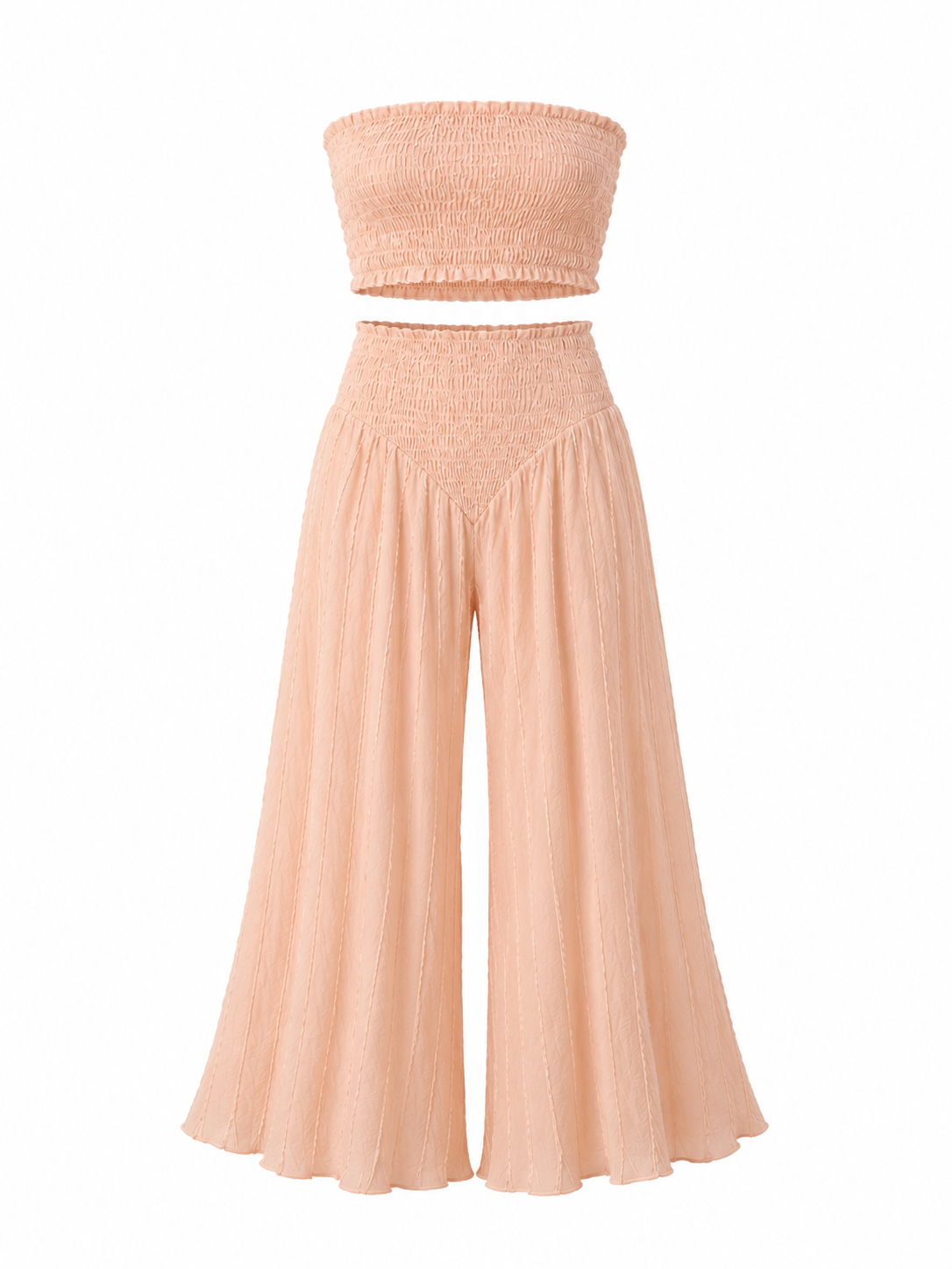 Light Cotton Set - Bandeau Top and Long Pink Pants