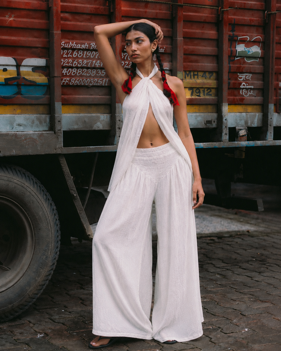 Asha Set - top and pants white
