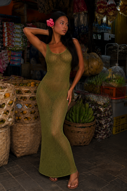 Vestido Midi de Crochet Aura - Verde