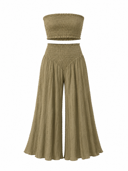 Light Cotton Set - Bandeau Top and White Long Trousers