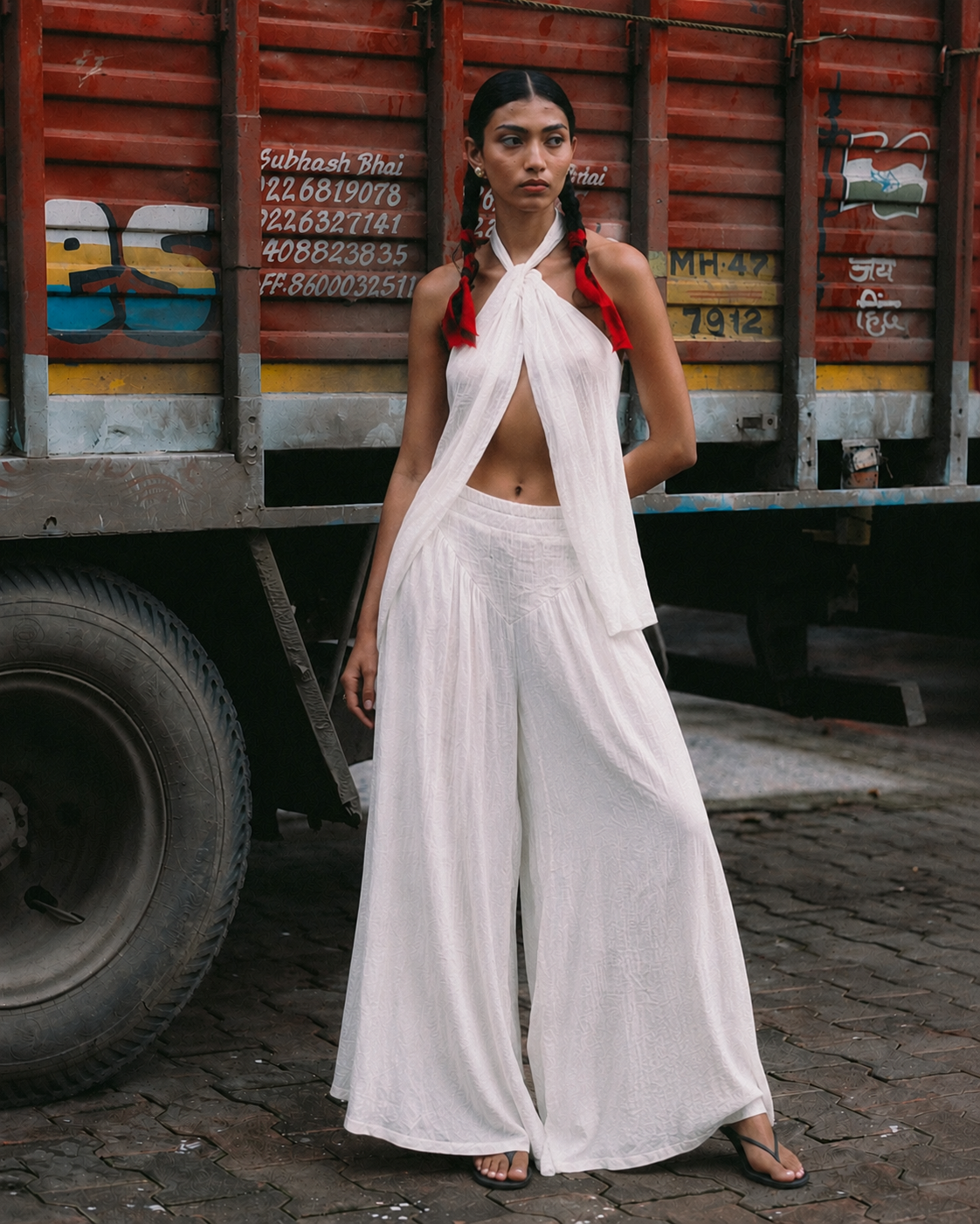 Asha Set - top and pants white