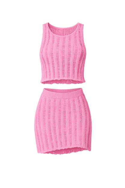Conjunto Nora Rosa - Top y Falda de Algodón